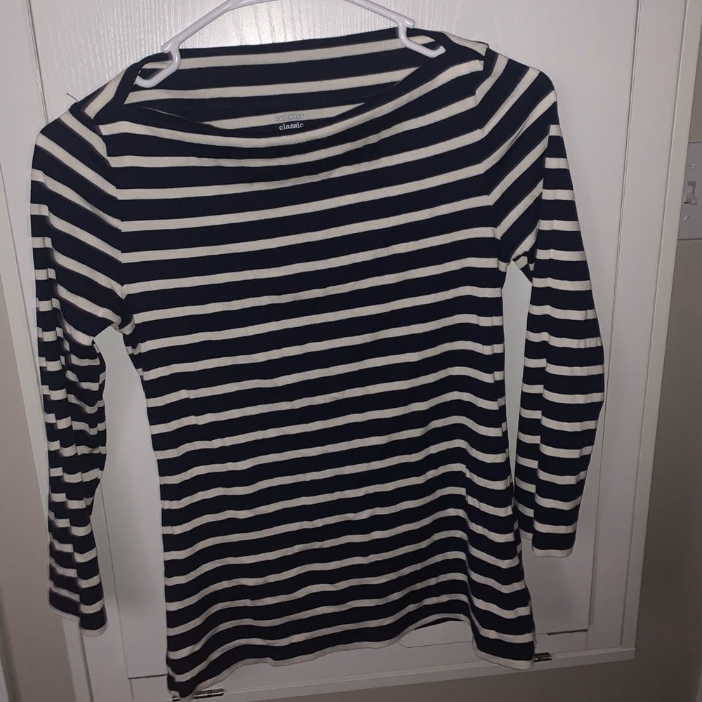Navy blue & white striped shirt